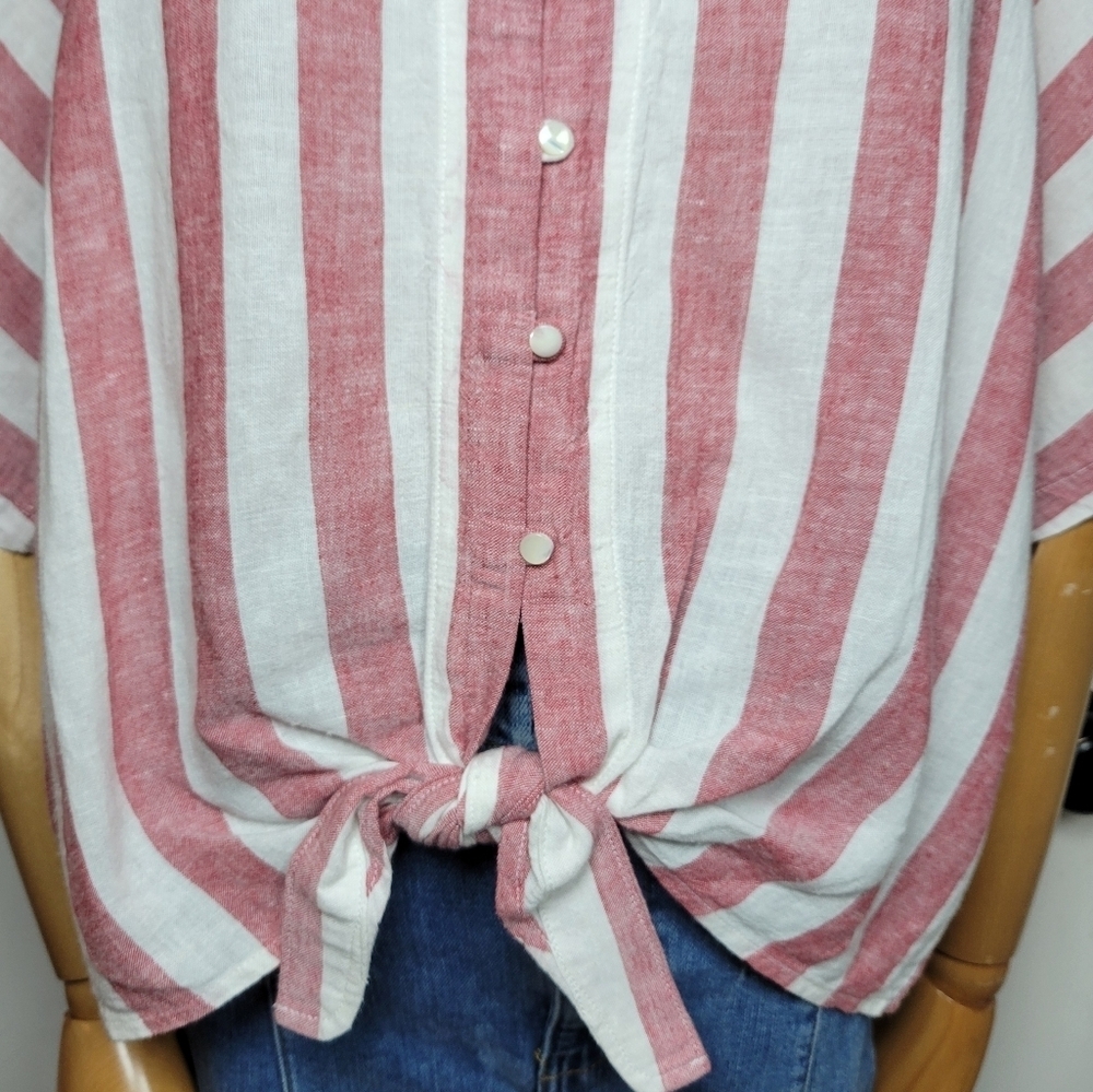 Rails Seville Striped Tie-Front Cropped Button-Down Size Medium - Picture 2 of 12